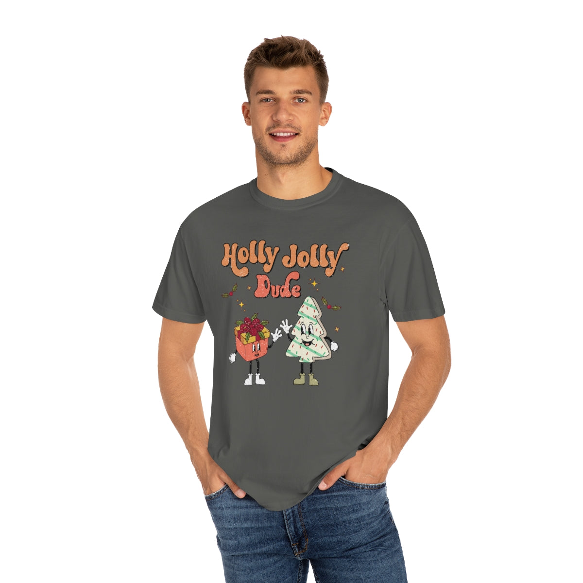 Holly Jolly Dude Retro Christmas Tshirt