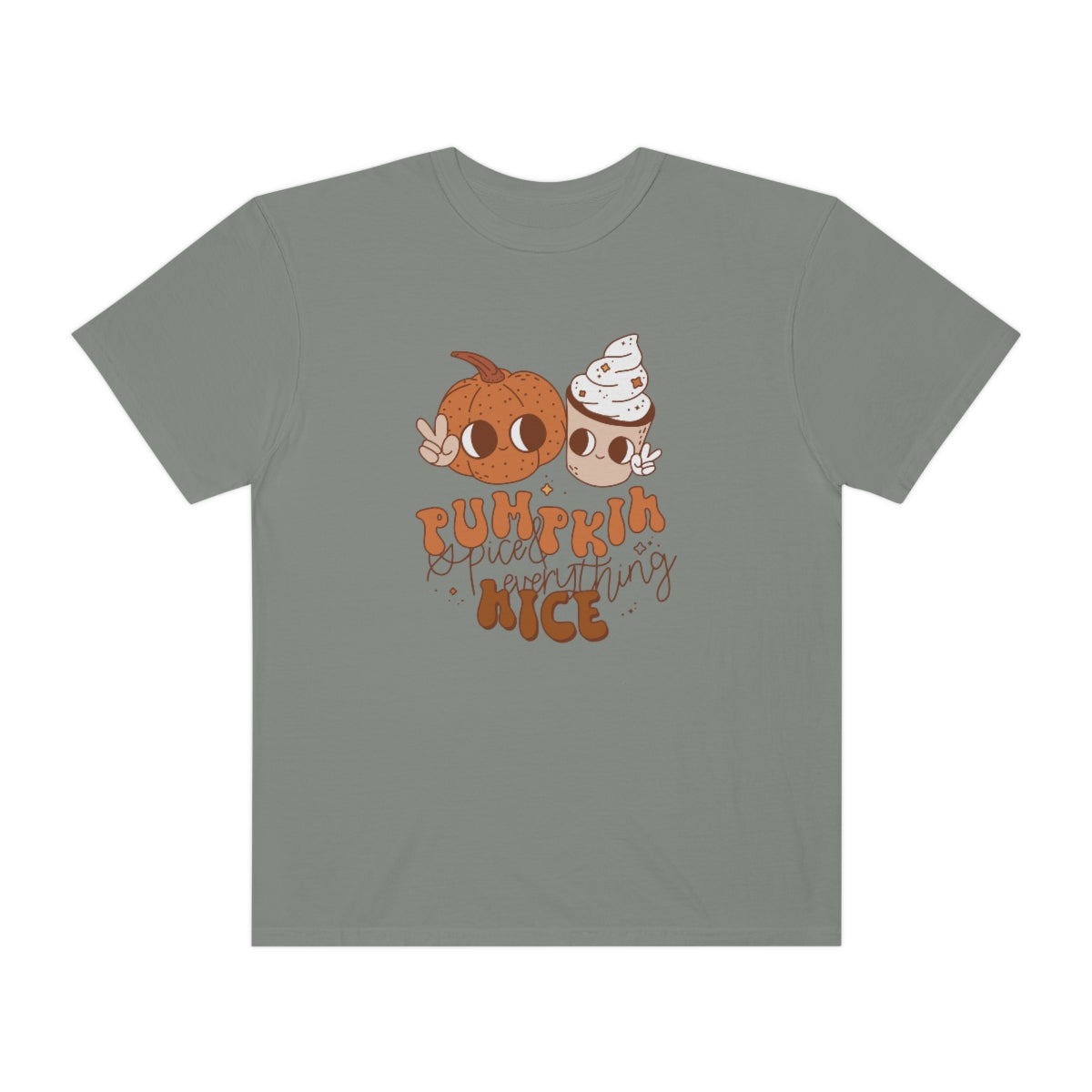 Pumpkin Spice Everything Cute Coffee & Pumpkin Halloween Design, Halloween Tshirt, Funny Tshirt Design on Unisex Garment-Dyed T-shirt