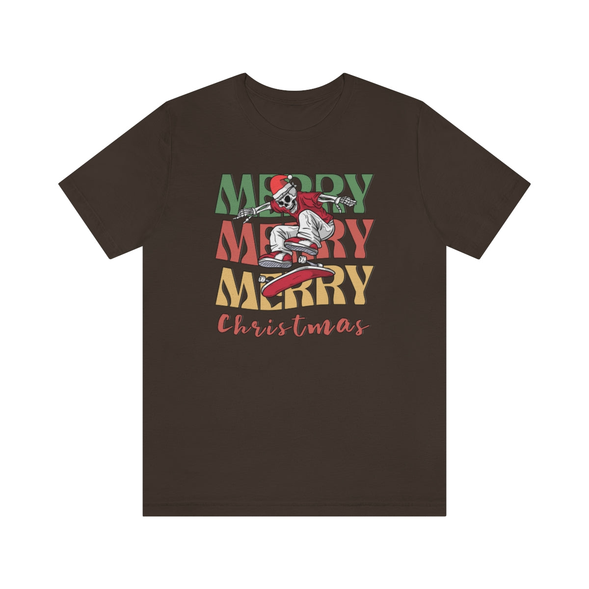 Merry Christmas Skeleton Skateboarding Retro Christmas Tshirt