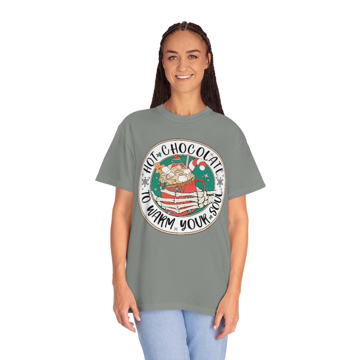 Hot Chocolate to Warm Your Soul Christmas Skeleton Tshirt