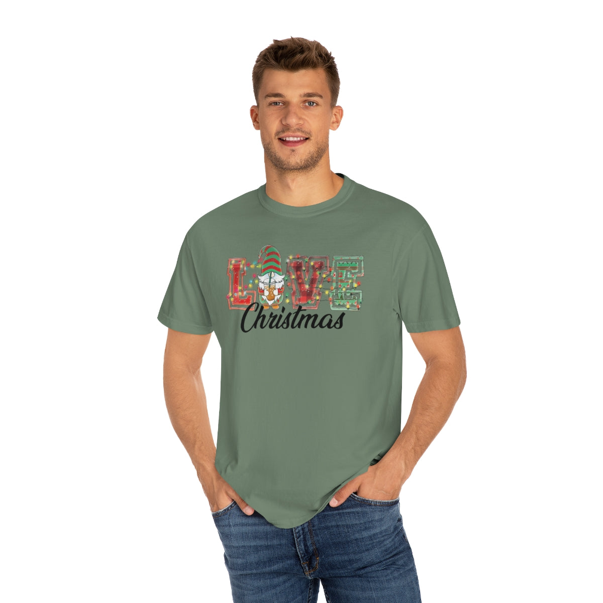 Love Christmas Cute Gnome Lights Christmas Tshirt