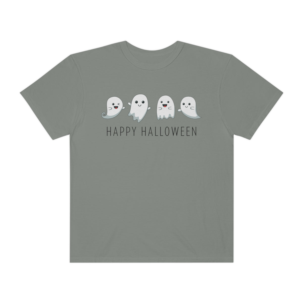 Happy Halloween Cute Ghost Tshirt Design on Unisex Garment-Dyed T-shirt