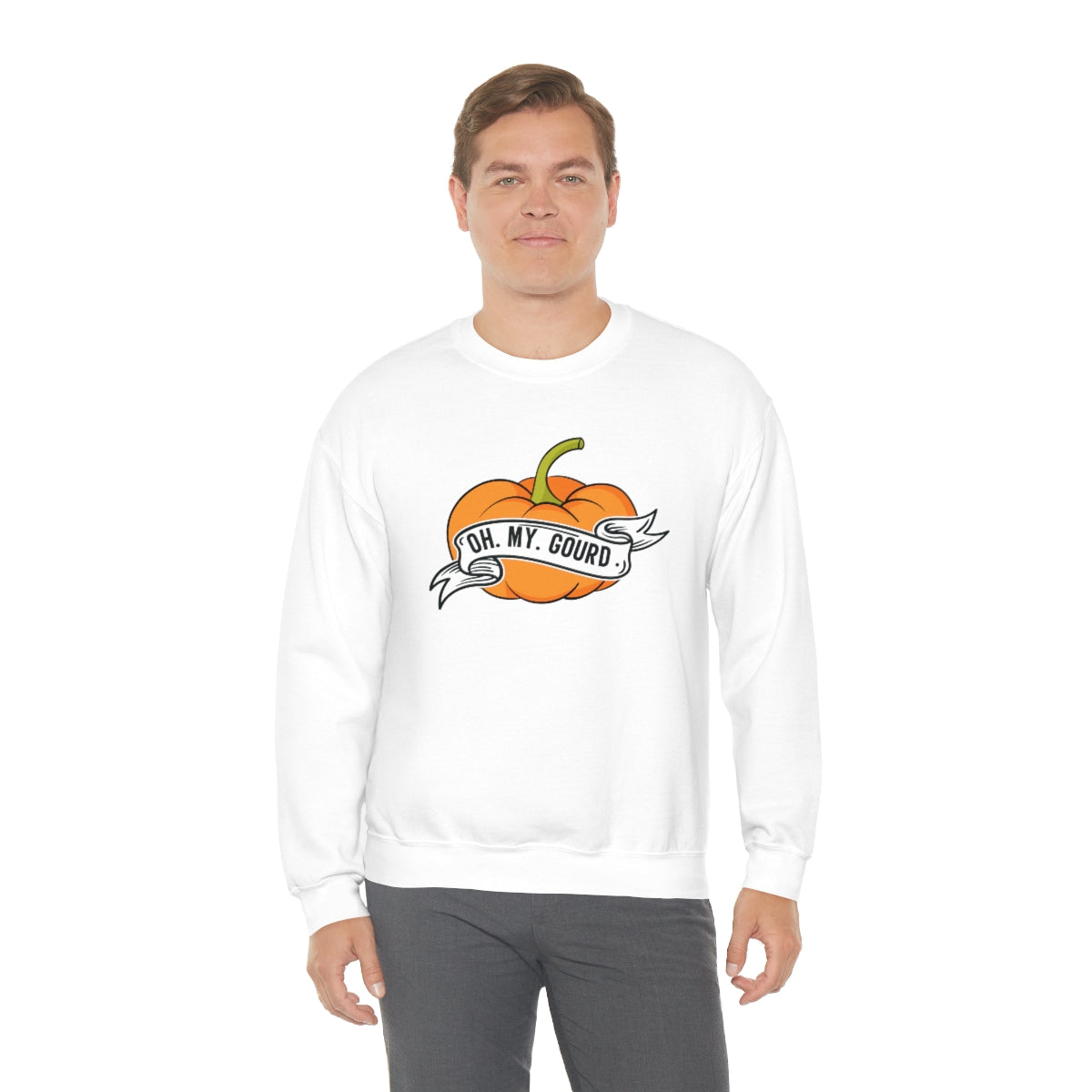 Oh My Gourd! Thanksgiving Pumpkin Sweatshirt Design on Unisex Heavy Blend™ Crewneck Sweatshirt