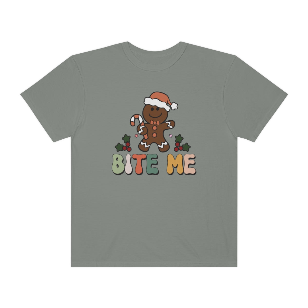 Bite Me Gingerbread Cookie Retro Christmas Tshirt