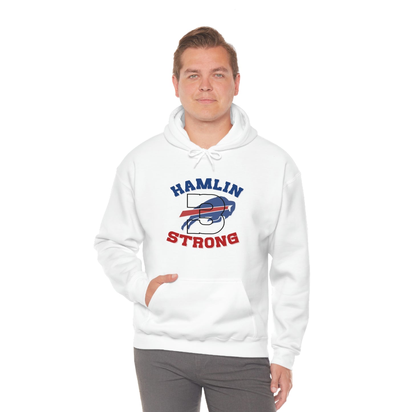 Hamlin Strong #3 Damar Hamlin Support Buffalo Bills Logo Hooded Sweatshirt