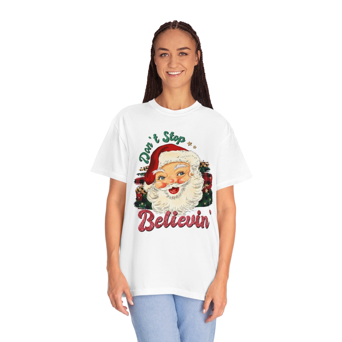 Don't Stop Believing Vintage Classic Santa Christmas Tshirt