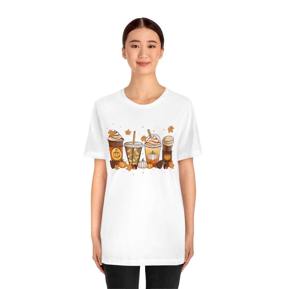 Fall Coffee Shirt Pumpkin Spice Coffee Design Short Sleeve Tshirt