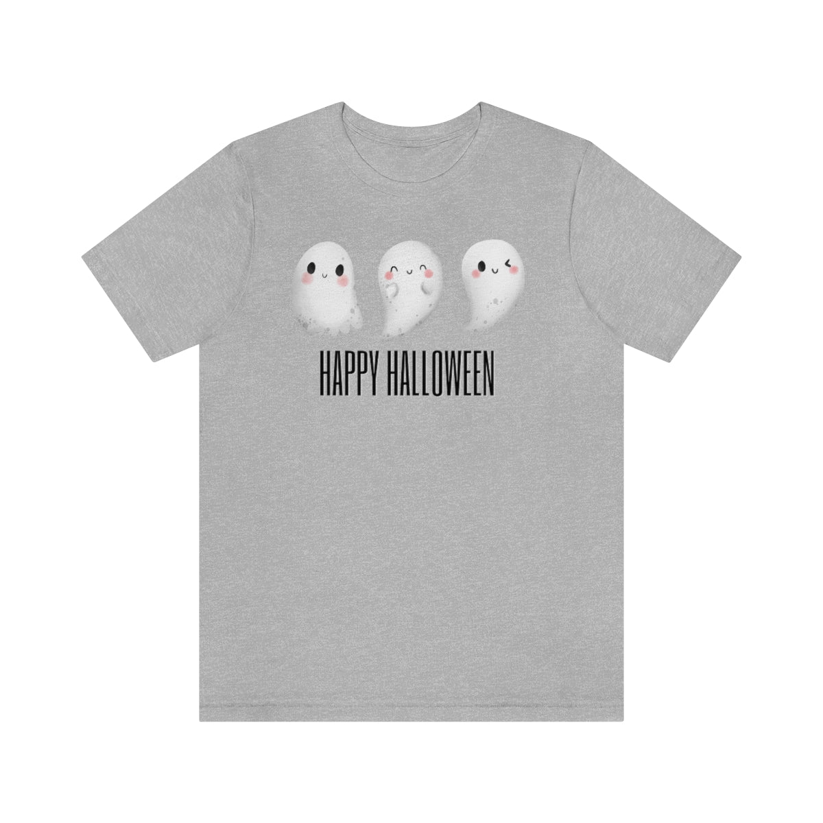 Three Ghosts Cute Happy Halloween Tshirt, Funny TShirt Design on Unisex Jersey Short Sleeve Tee