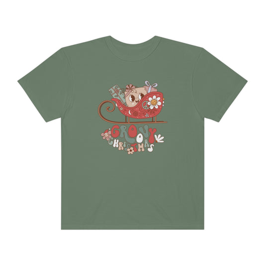 Have a Groovy Christmas Sleigh Retro Christmas TeeShirt
