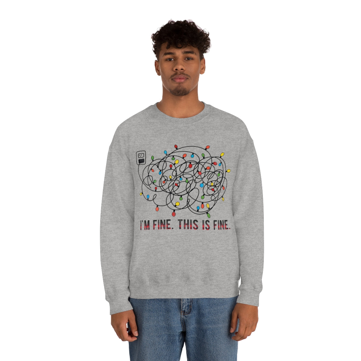 It's Fine, This is Fine Christmas Lights Sweatshirt