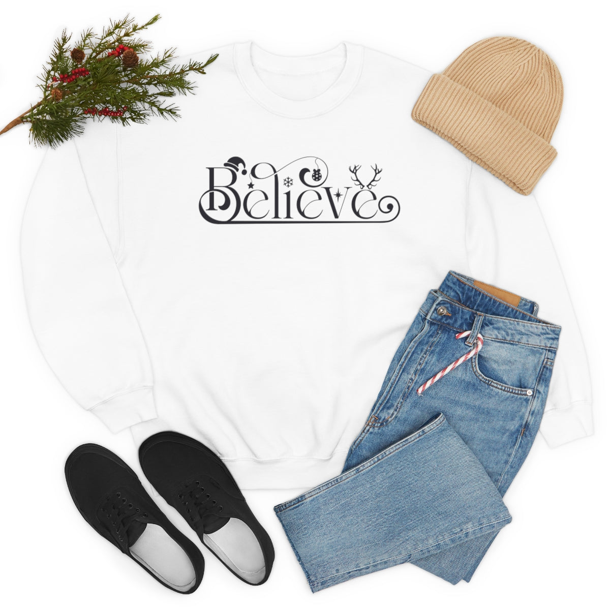 Believe Christmas Magic Holiday Xmas Sweatshirt