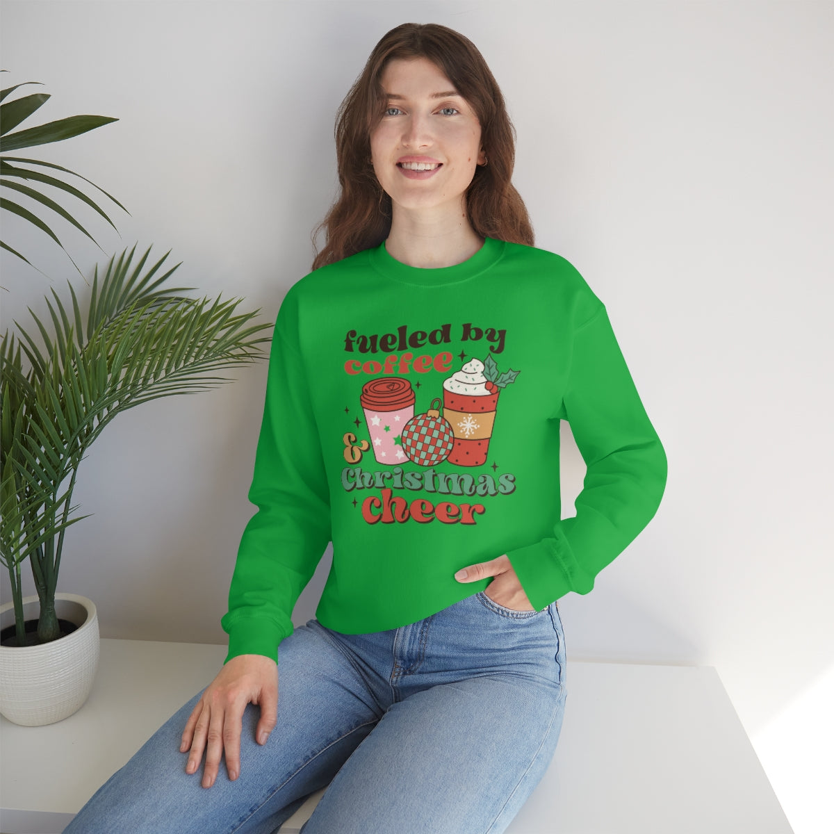 Fueled by Coffee and Christmas Cheer Xmas Holiday Sweatshirt