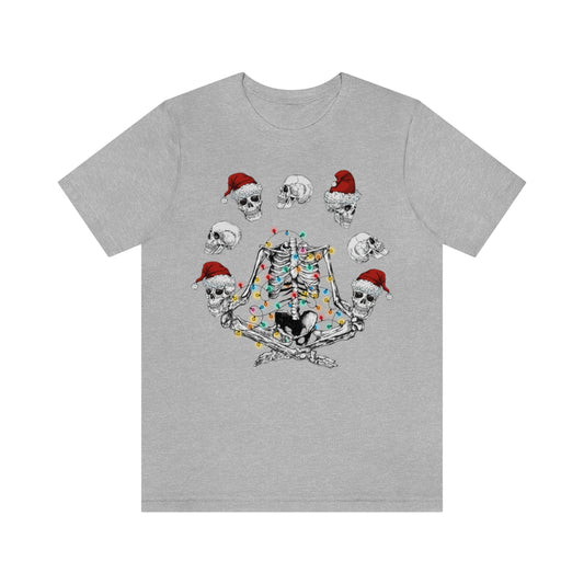 Yoga Skeleton Juggling Heads Christmas Tshirt