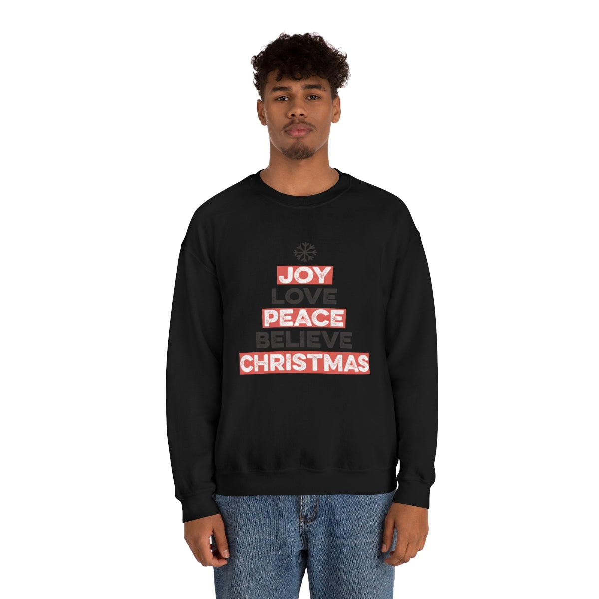 Joy Peace Believe Christmas Snowflake Xmas Holiday Sweatshirt