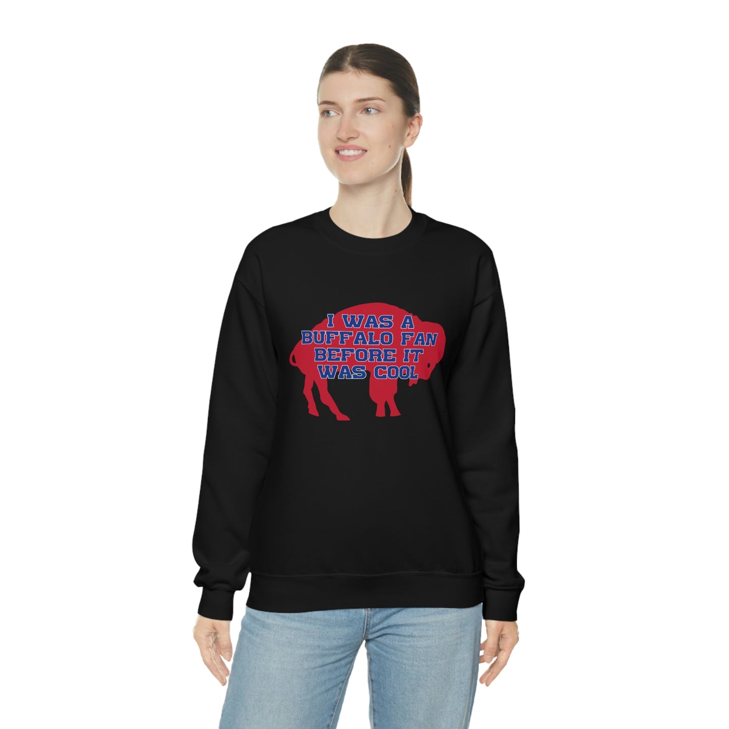 I Was a Buffalo Fan Before it was Cool Retro Red Logo Bills Mafia Football Crewneck Sweatshirt