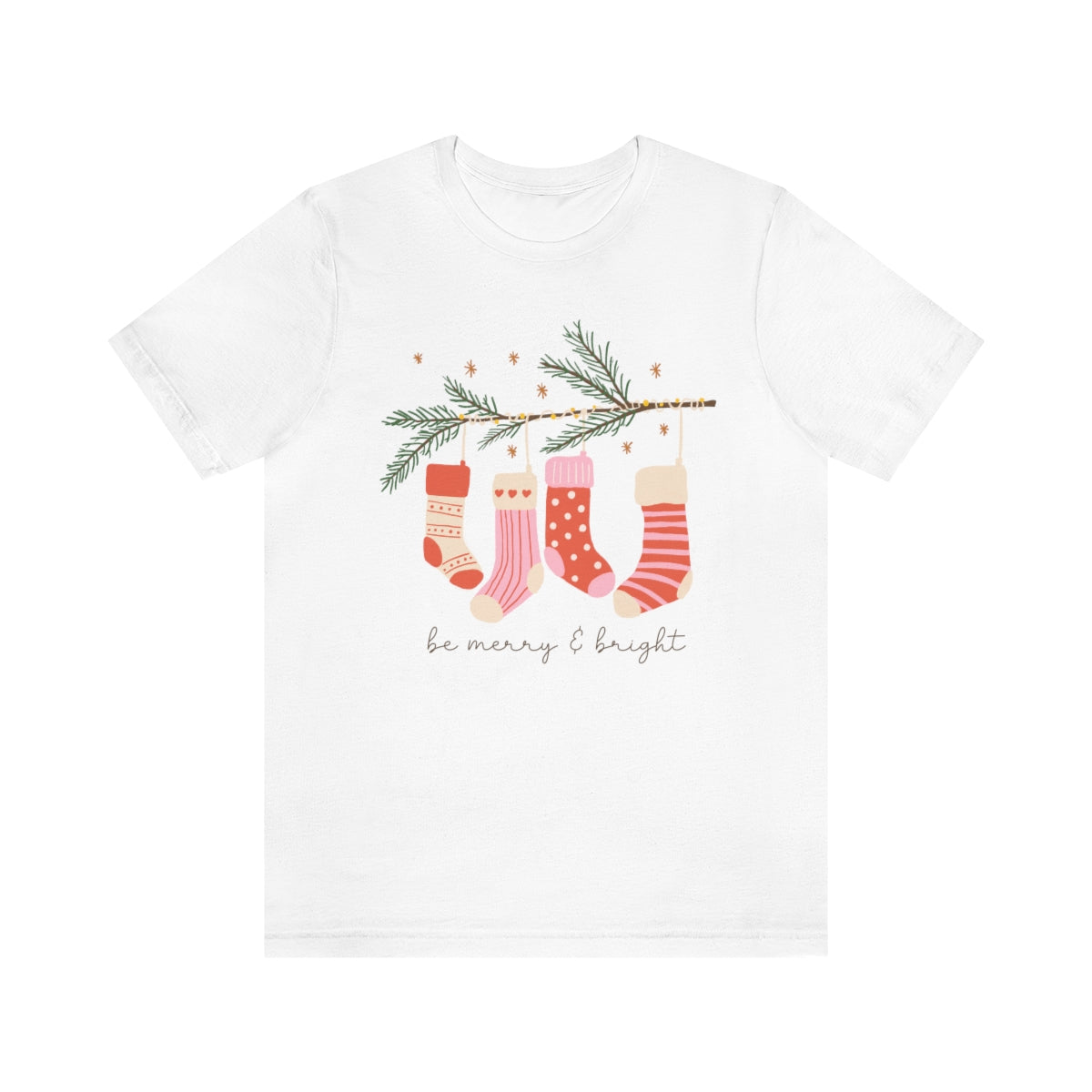 Be Merry & Bright Stockings Christmas Tshirt