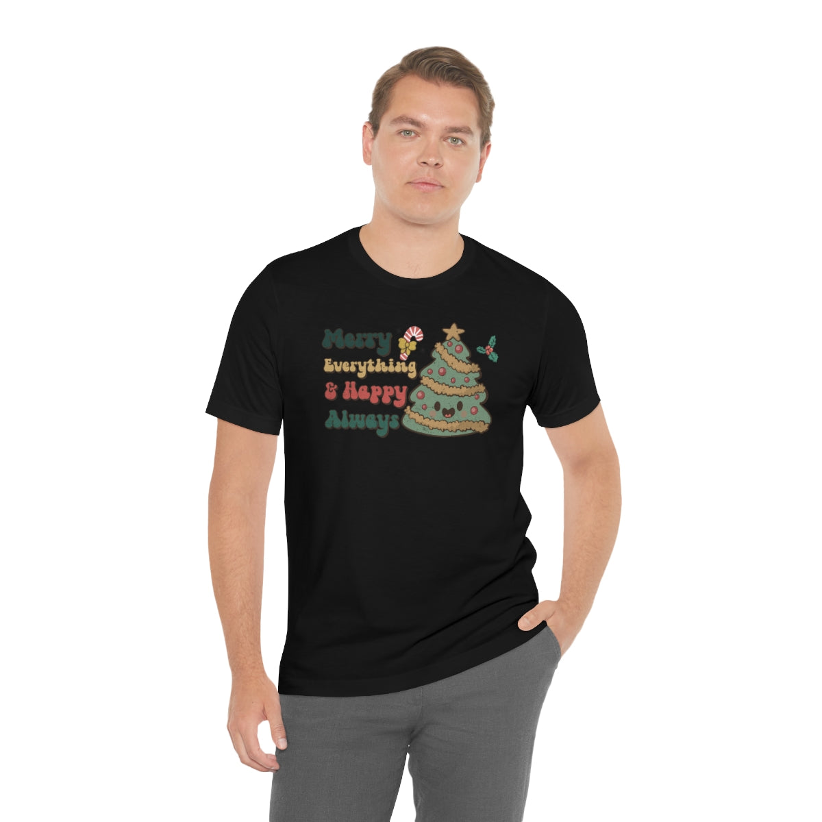 Merry Everything Tree Retro Christmas Tshirt