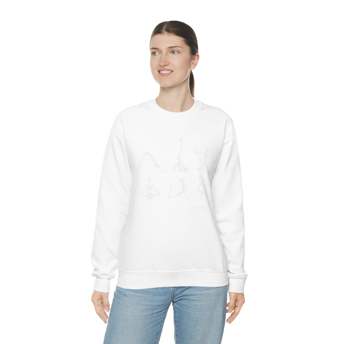 Namaste Skeleton Yoga Sweatshirt, Skeleton Yoga Namaste Sweater, Halloween Crewneck Sweatshirt, Halloween Sweater, Spooky Season, Fall Shirts on Unisex Heavy Blend™ Crewneck Sweatshirt