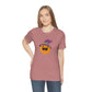 Pumpkin with Purple Hat Happy Halloween Tshirt, Funny Halloween T-Shirt Design on Unisex Jersey Short Sleeve Tee