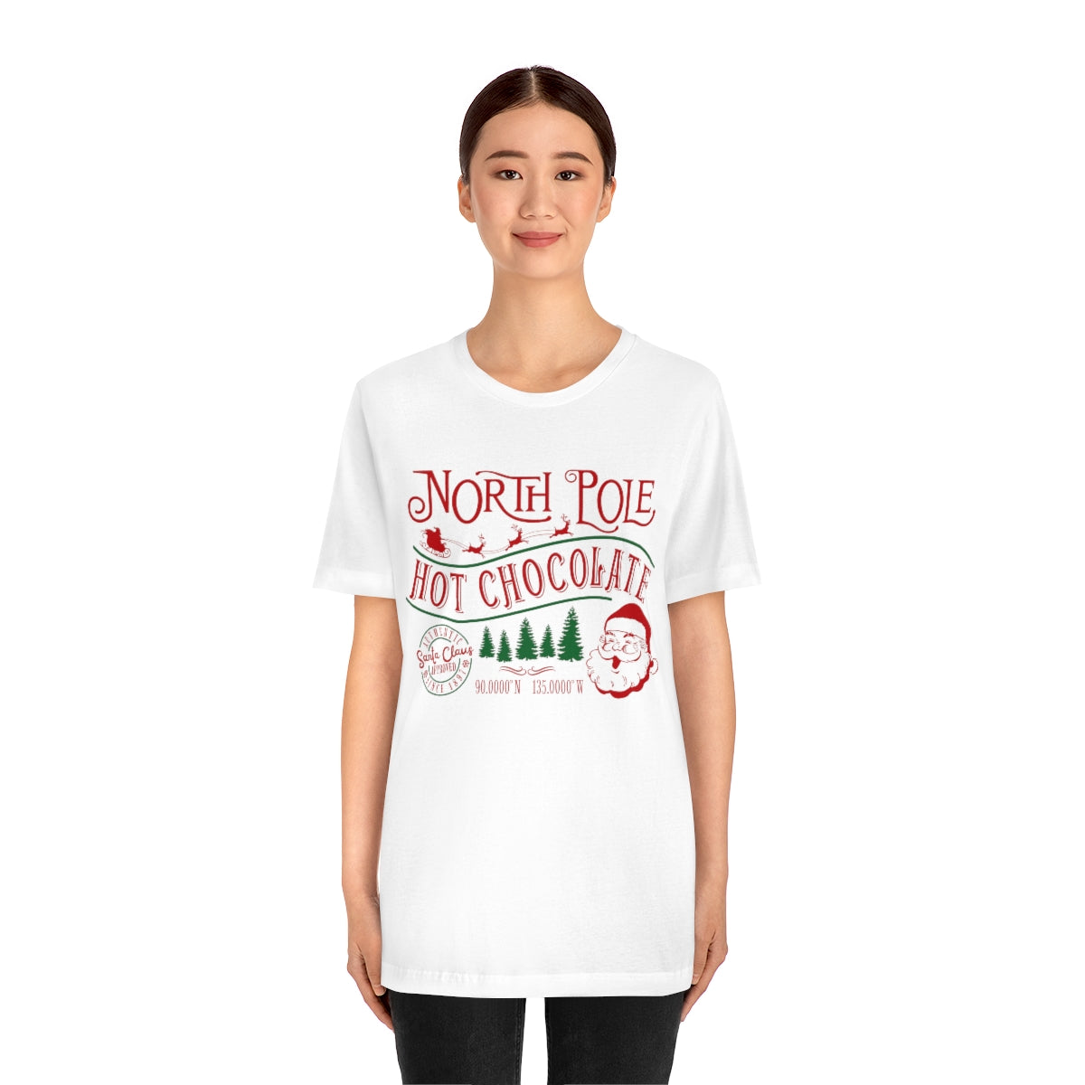 North Pole Premium Hot Chocolate Santa Approved Christmas Holiday Tshirt