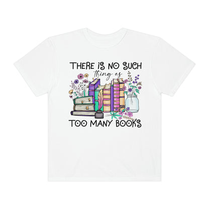 "No Such Thing As Too Many Books" Vintage Retro Reading Books Tshirt