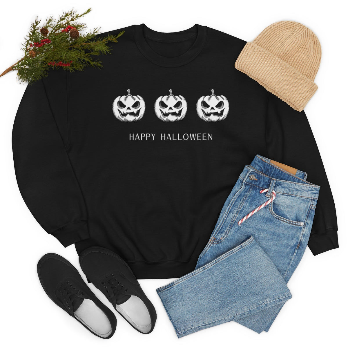 Pumpkin Sweatshirt, Pumpkin Sweater, Jack-o-Lantern Sweatshirt, Halloween Crewneck Sweatshirt, Halloween Sweater, Spooky Season, Fall Shirts on Unisex Heavy Blend™ Crewneck Sweatshirt