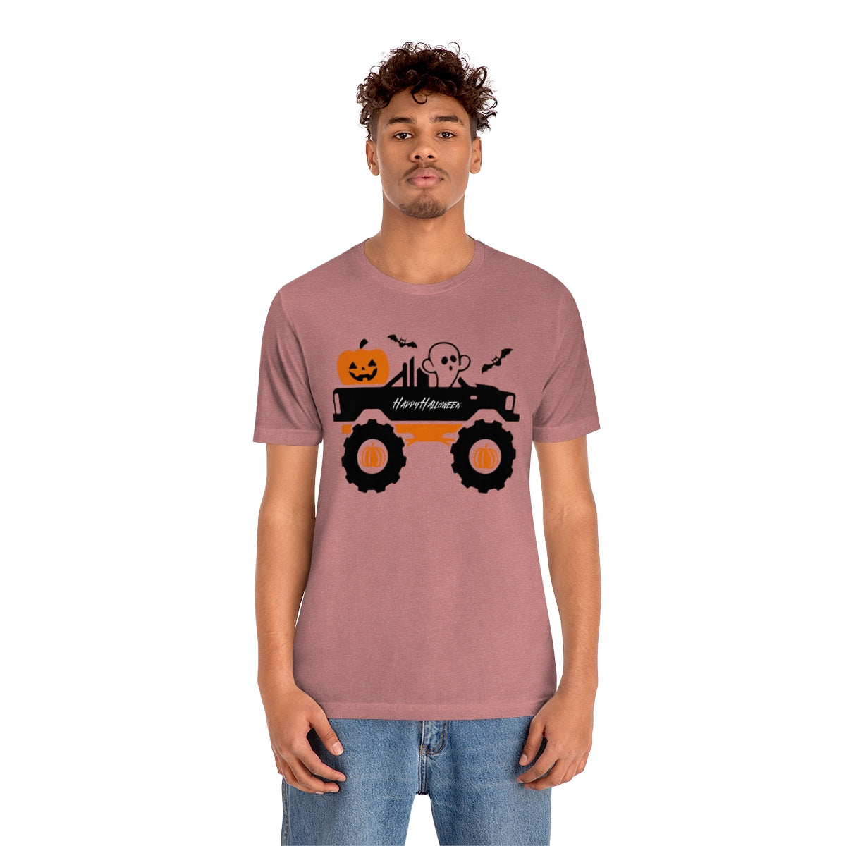 Big Rig Ghost Happy Halloween, Pumpkin Tshirt, Funny TShirt Design on Unisex Jersey Short Sleeve Tee