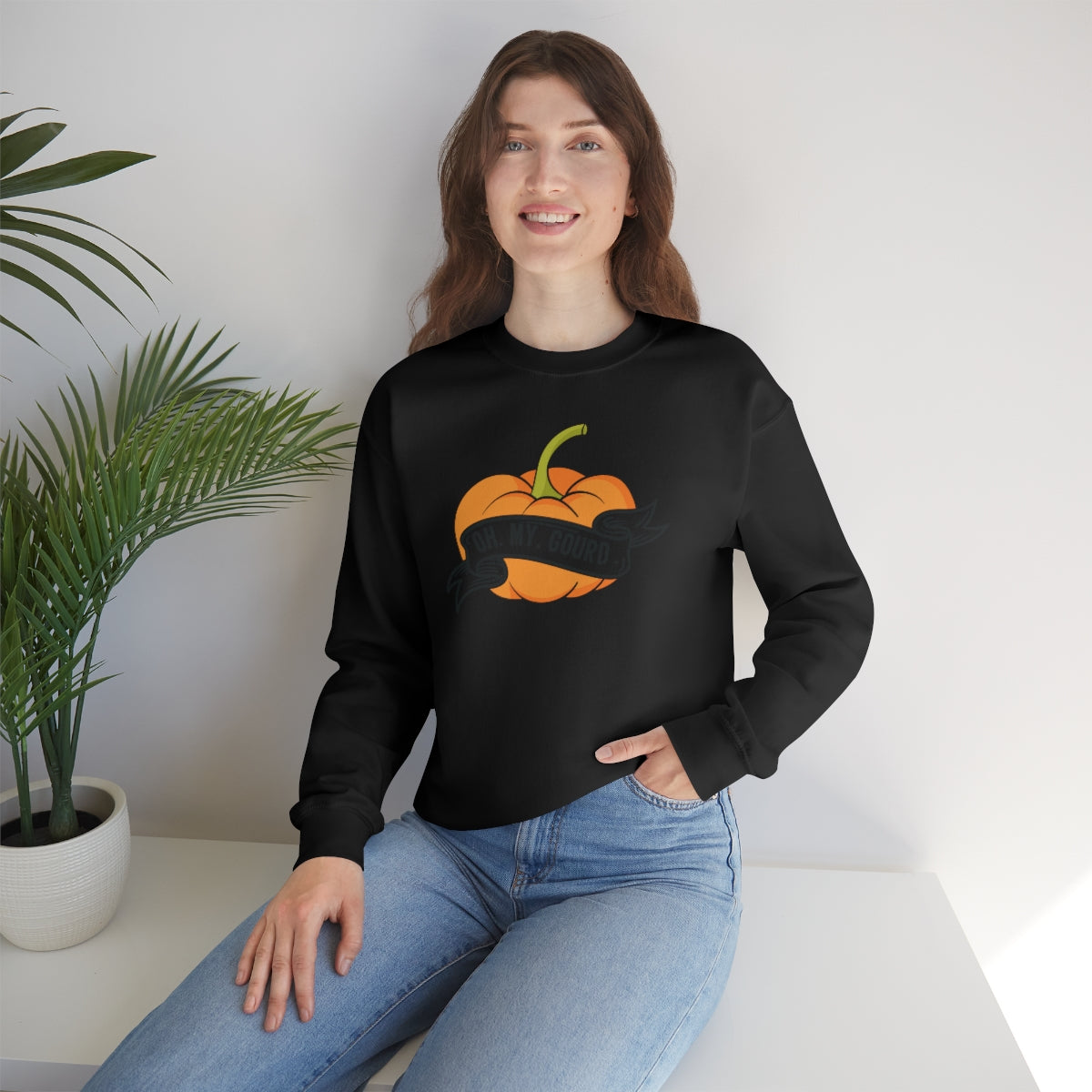 Oh My Gourd! Thanksgiving Pumpkin Sweatshirt Design on Unisex Heavy Blend™ Crewneck Sweatshirt