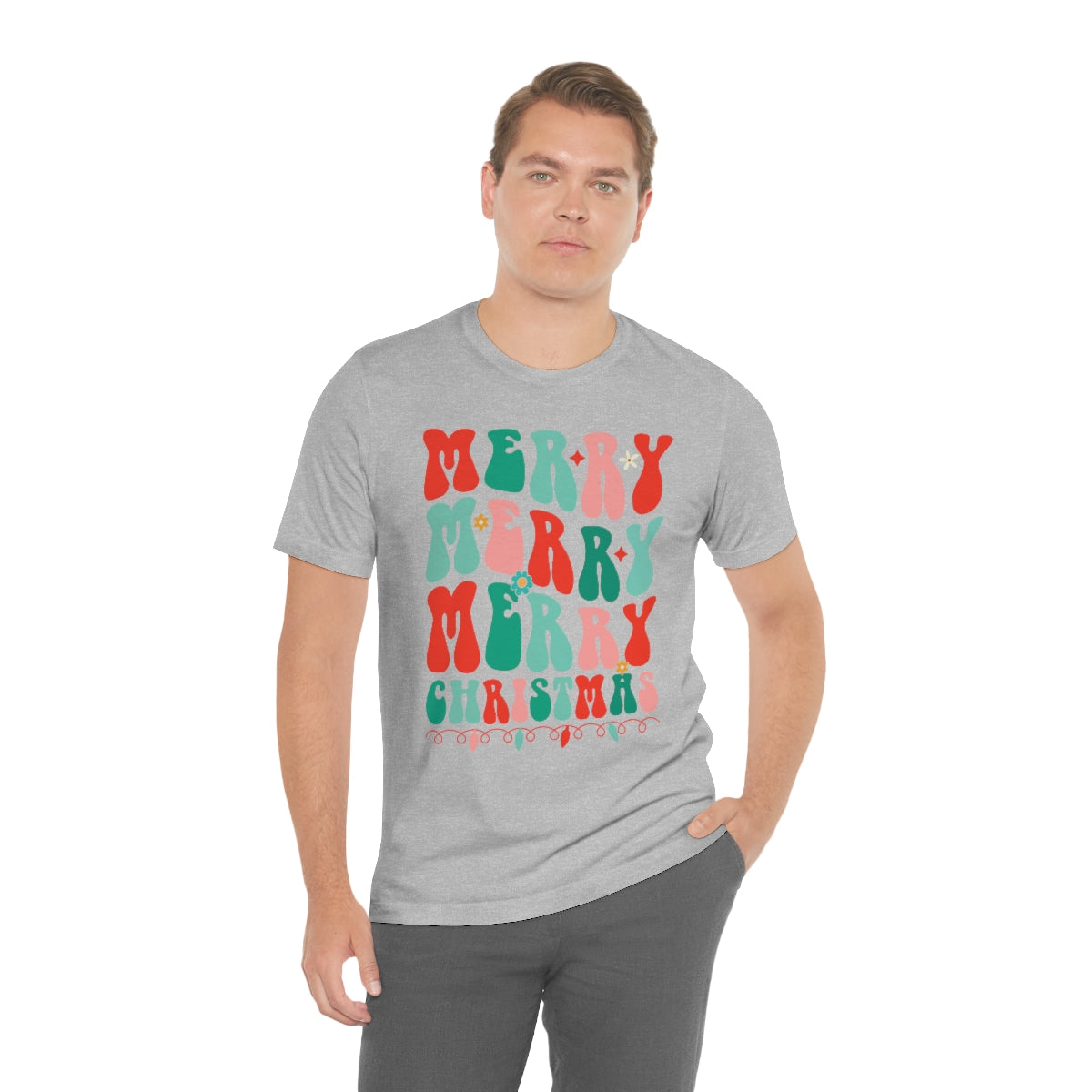 Retro Merry Merry Merry Christmas Xmas Holiday Tshirt