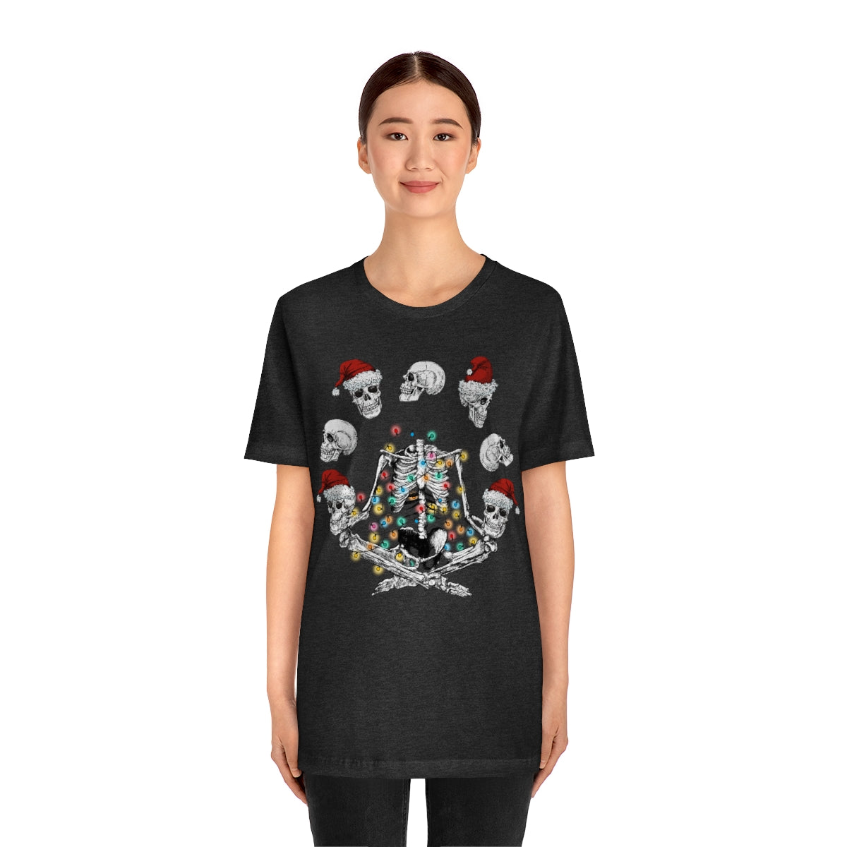 Yoga Skeleton Juggling Heads Christmas Tshirt