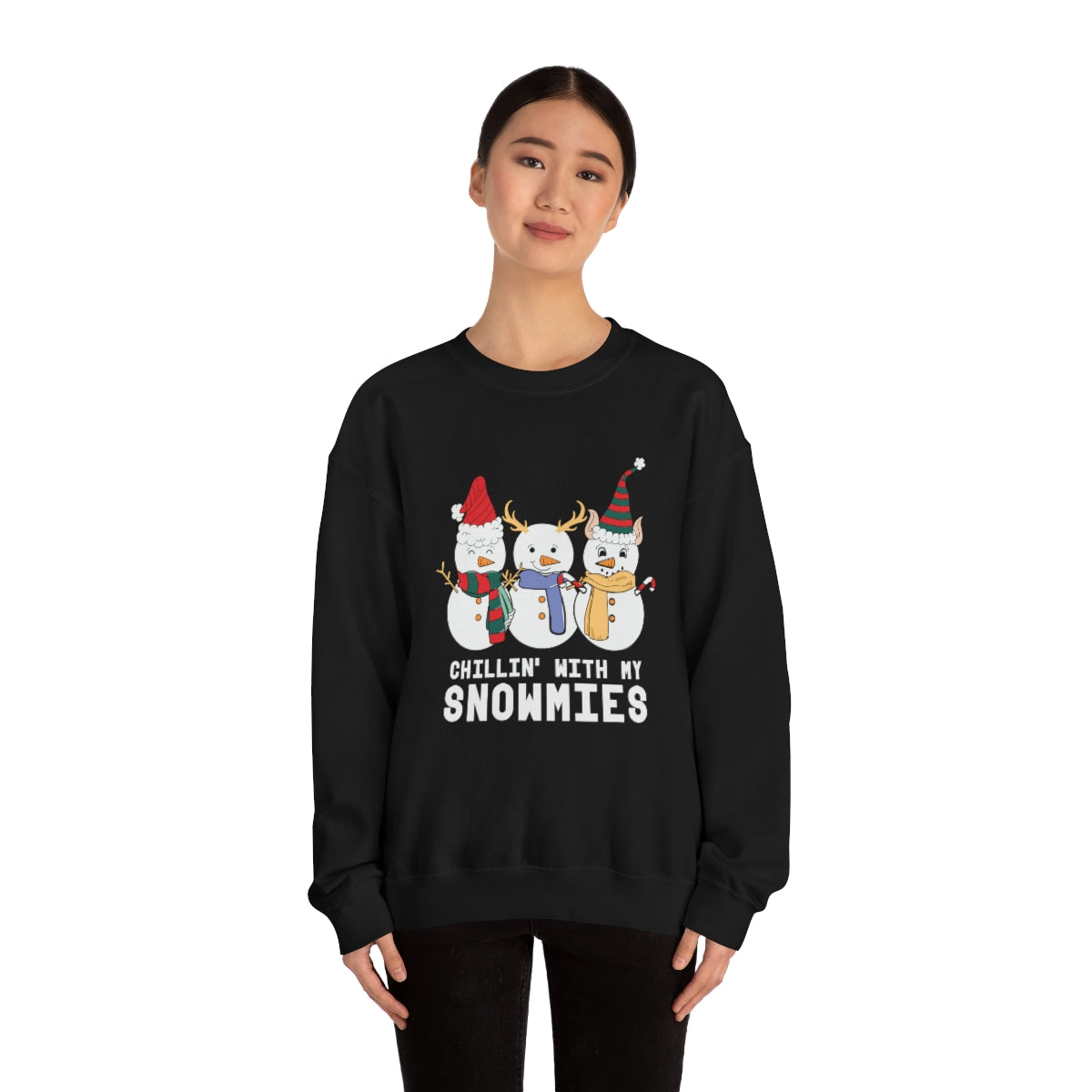 Chillin With My Snowmies Cute Snowman Christmas Sweatshirt