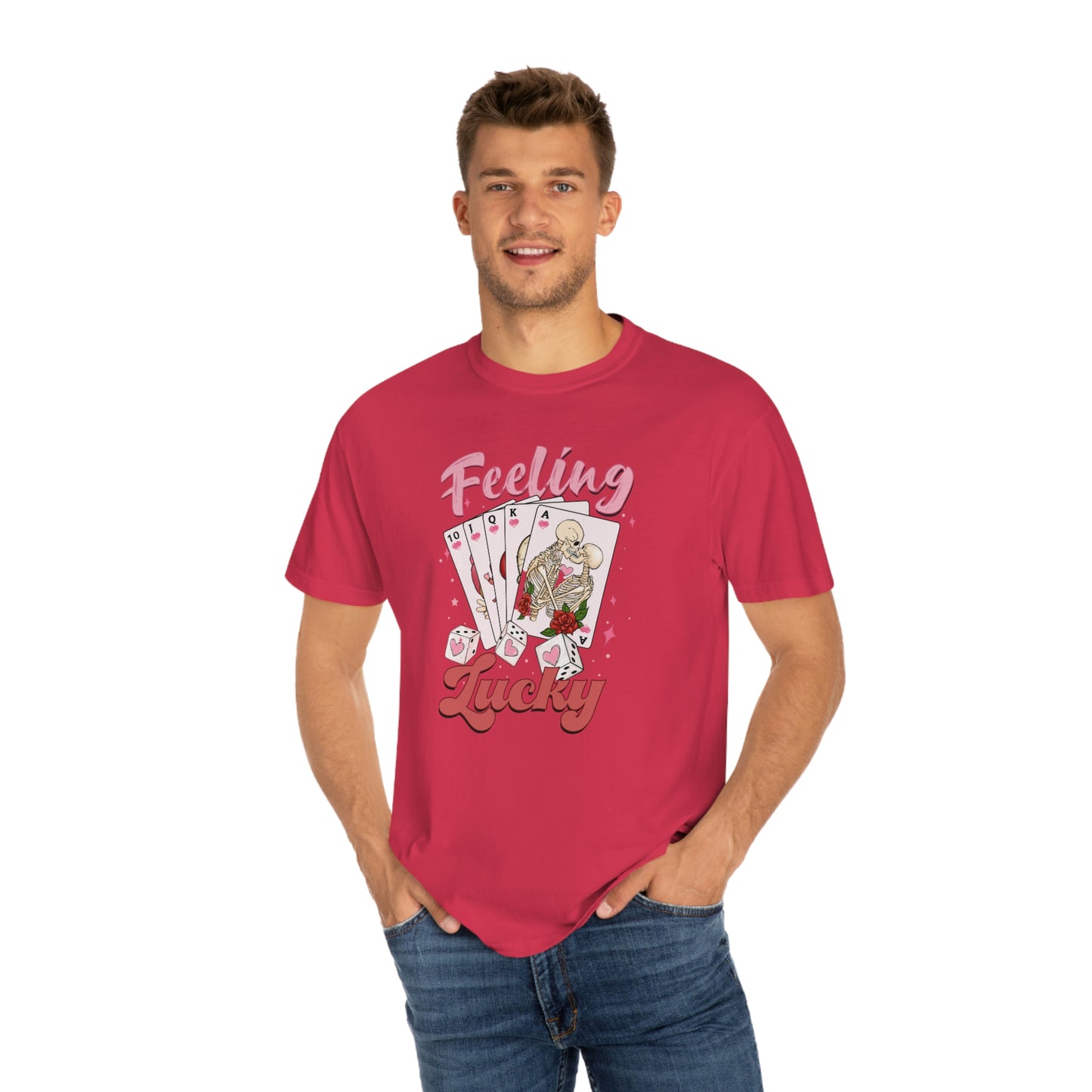 Feeling Lucky Skeleton Playing Cards Premium Valentines Day Tshirt