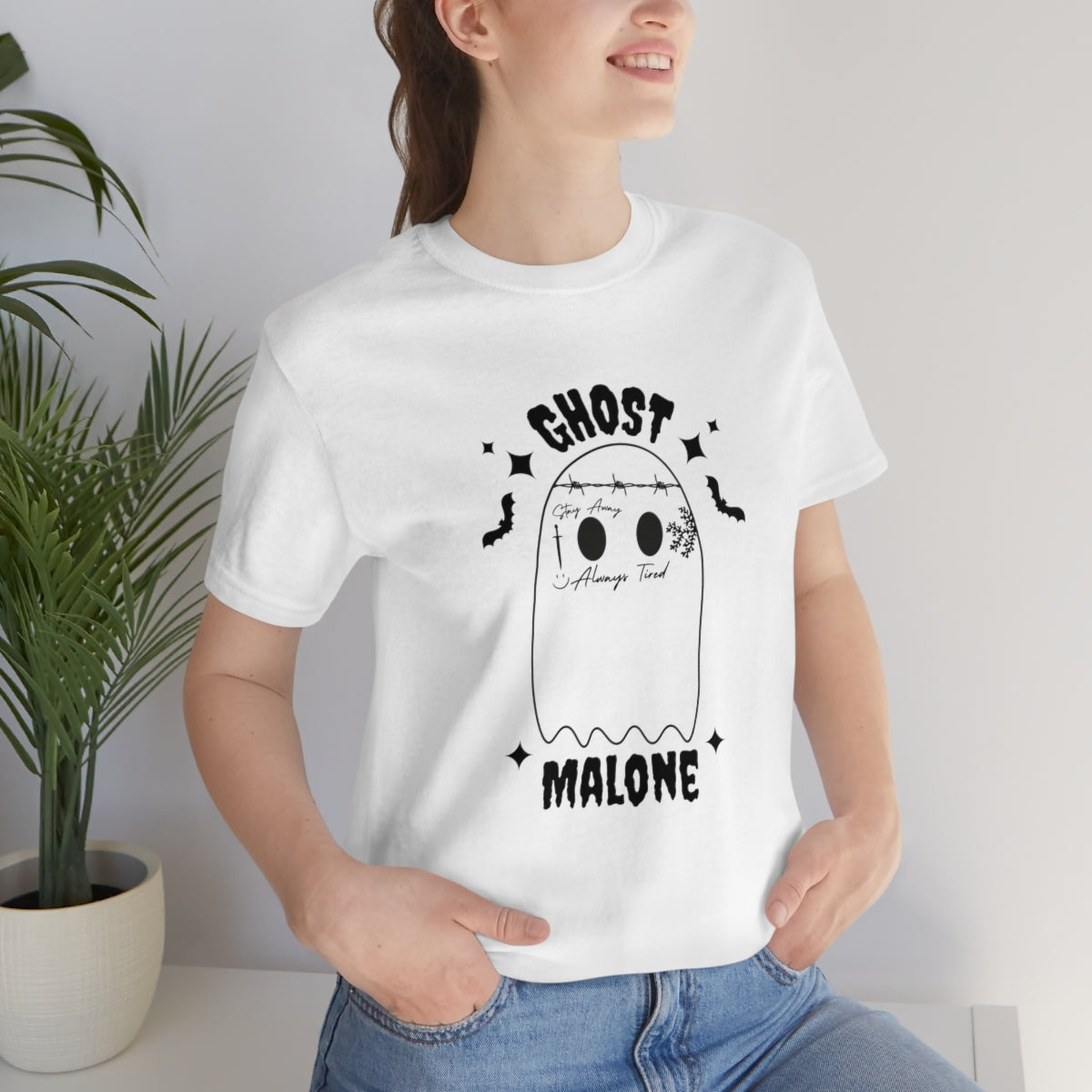 Ghost Malone Cool Halloween Tshirt, Funny Halloween T-Shirt Design on Unisex Jersey Short Sleeve Tee