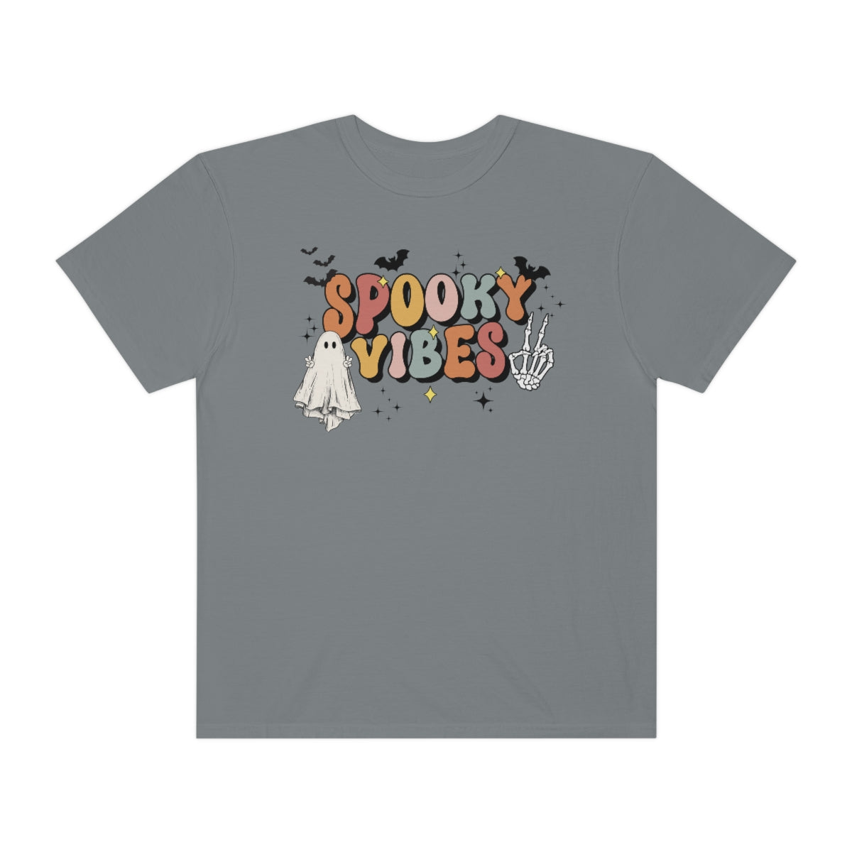 Spooky Vibes Retro Lettering Design, Halloween Tshirt, Funny Tshirt Design on Unisex Garment-Dyed T-shirt