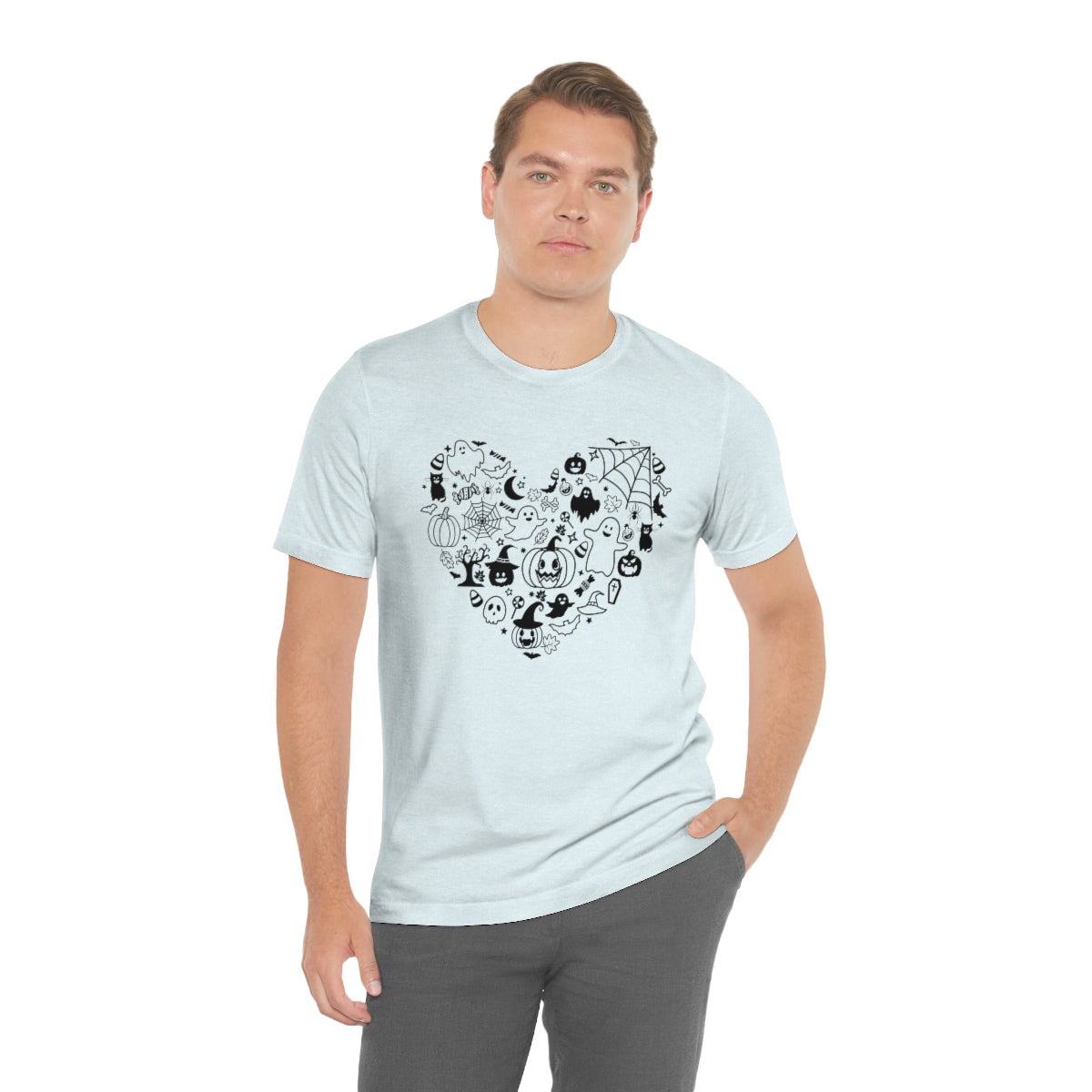 Heart Happy Halloween Tshirt Design on Unisex Jersey Short Sleeve Tee