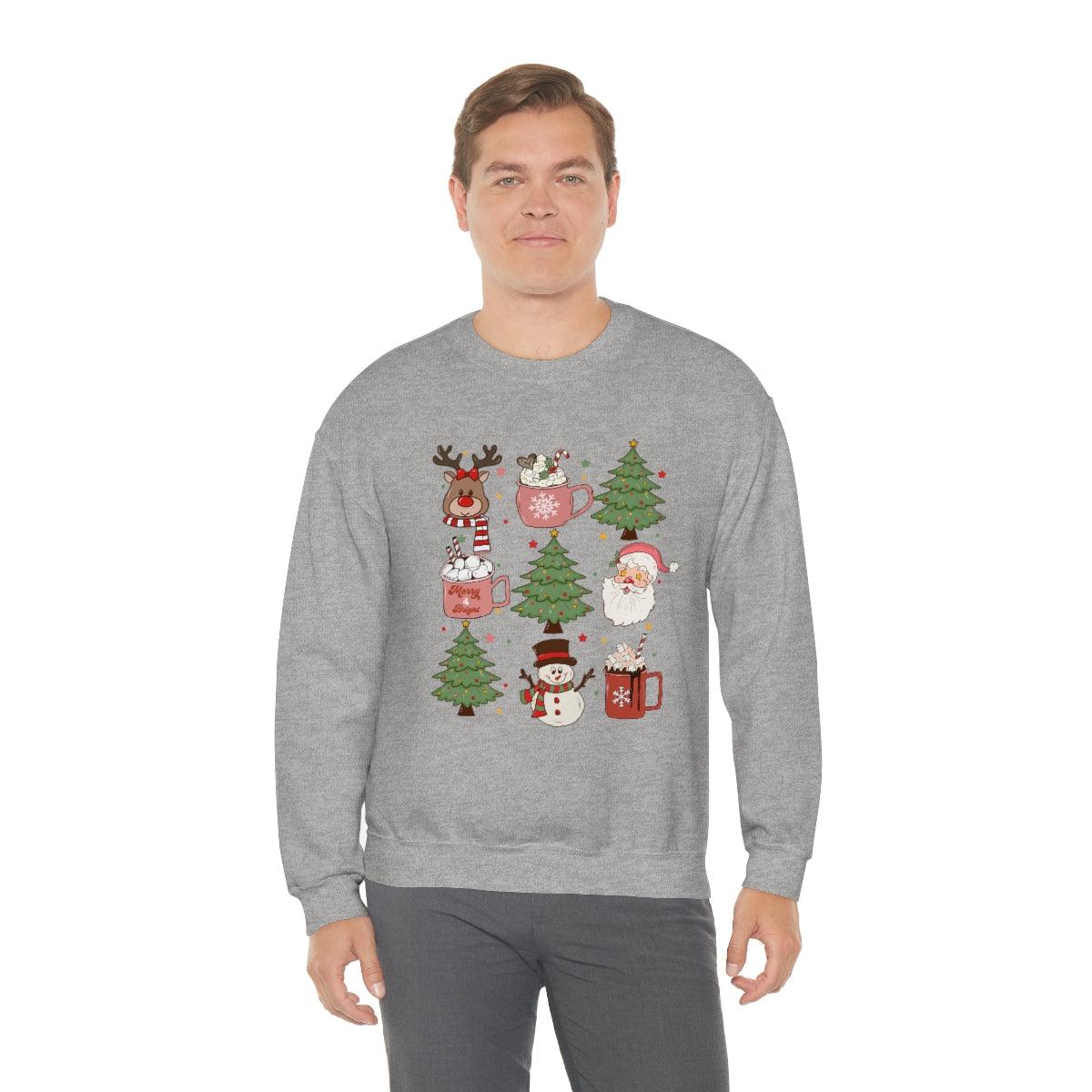 Cute Snowman Santa Reindeer Christmas Xmas Holiday Sweatshirt