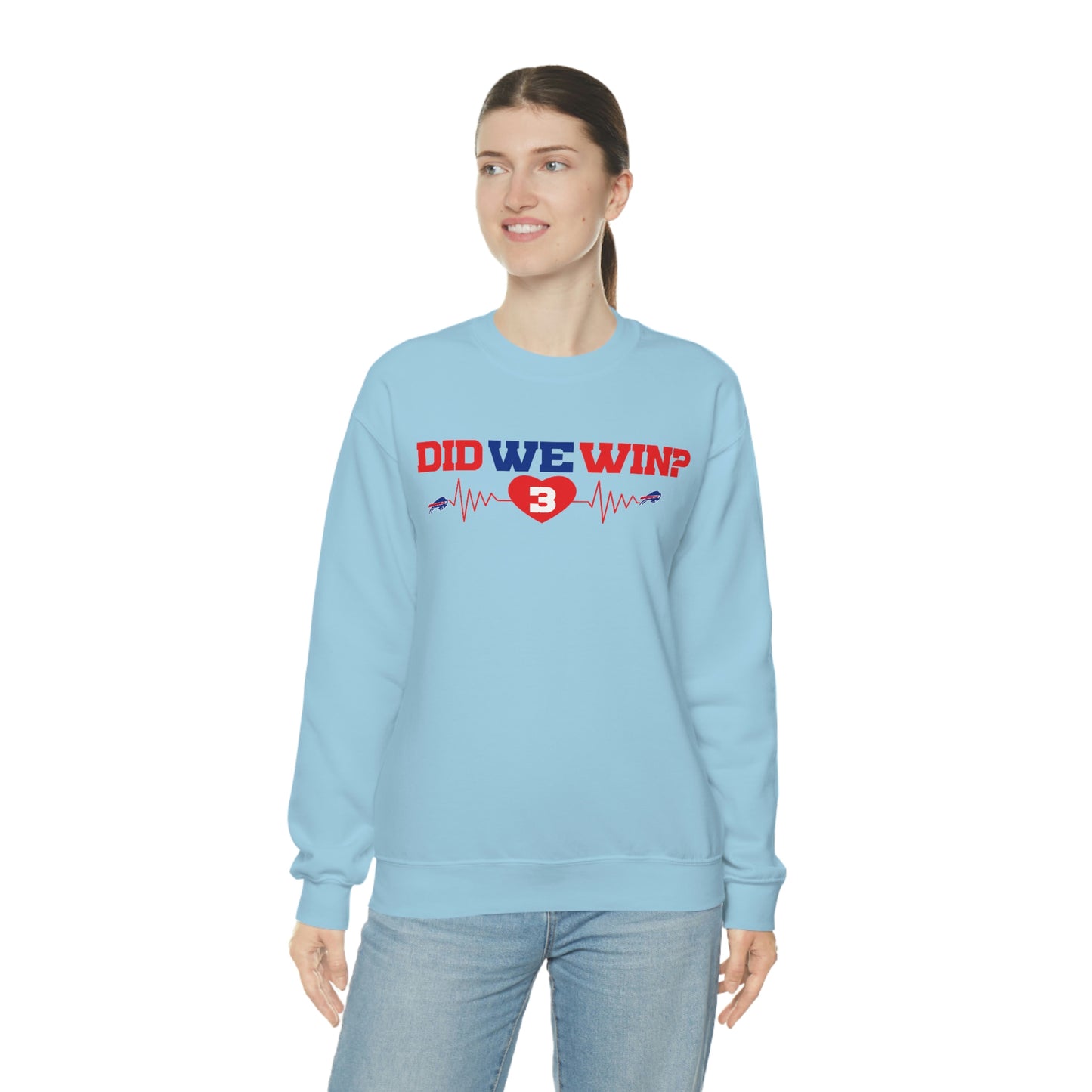 Did We Win? Heartbeat #3 Damar Hamlin Buffalo Bills Logo Crewneck Sweatshirt