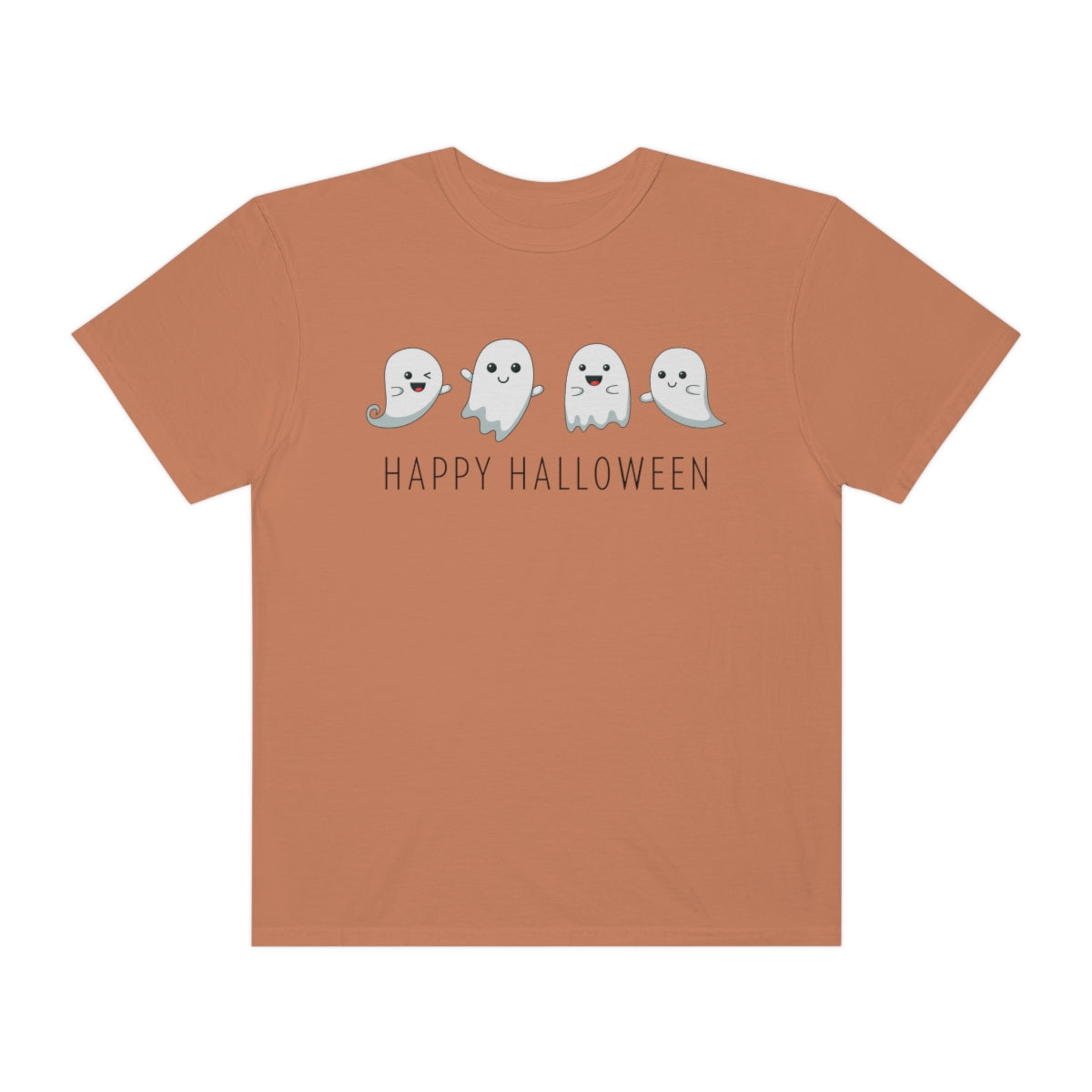 Happy Halloween Cute Ghost Tshirt Design on Unisex Garment-Dyed T-shirt