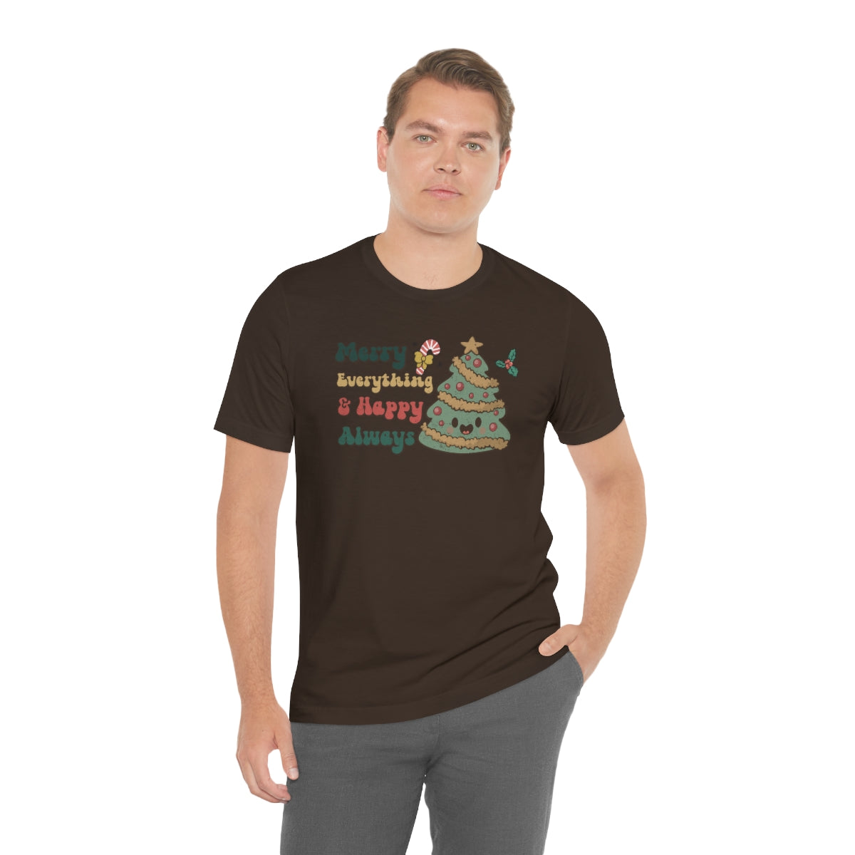 Merry Everything Tree Retro Christmas Tshirt