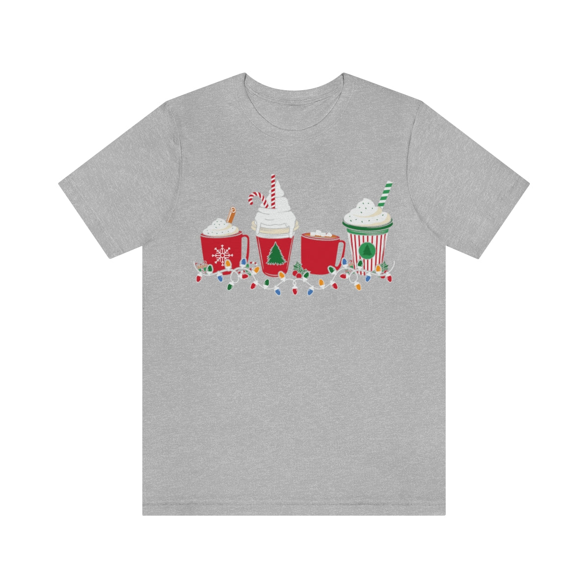 Starbucks Themed Peppermint Coffee Cups Christmas Holiday Tshirt