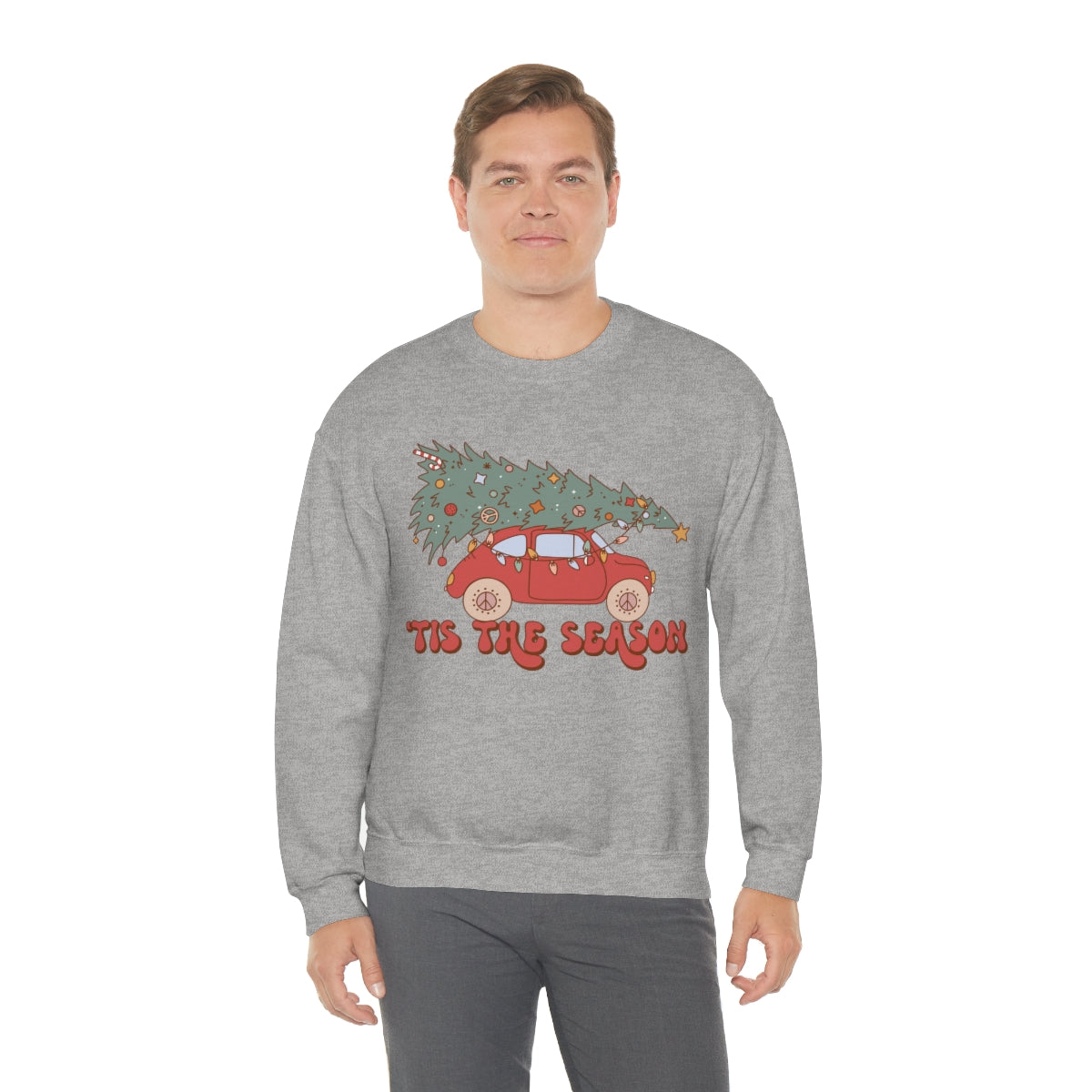 Tis the Season Groovy VW Bug Christmas Xmas Holiday Sweatshirt