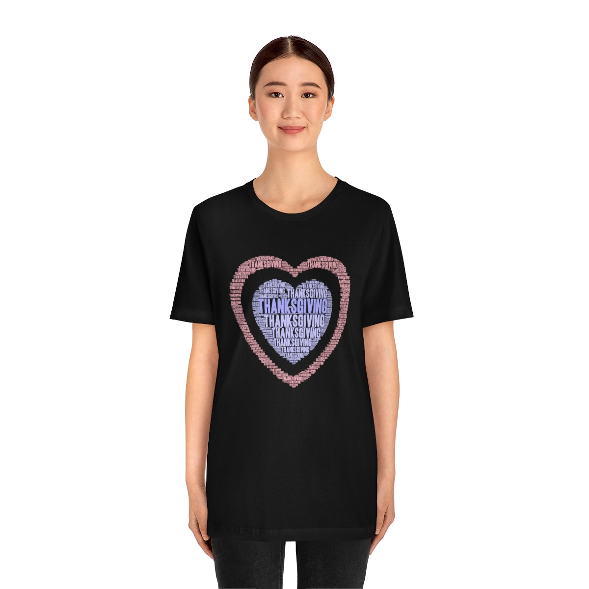 Cute Heart Thanksgiving Tshirt Design | Thanksgiving TShirt | Thanksgiving T-Shirt | Thanksgiving Teeshirt Design on Unisex Jersey Short Sleeve Tee