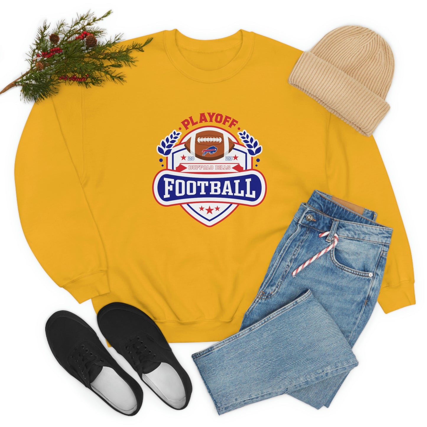 2023 Bufalo Football Playoffs Buffalo Bills Logo Crewneck Sweatshirt