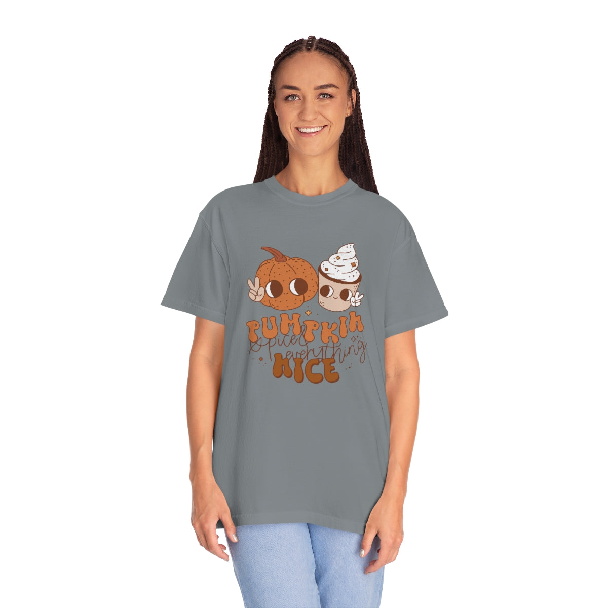 Pumpkin Spice Everything Cute Coffee & Pumpkin Halloween Design, Halloween Tshirt, Funny Tshirt Design on Unisex Garment-Dyed T-shirt