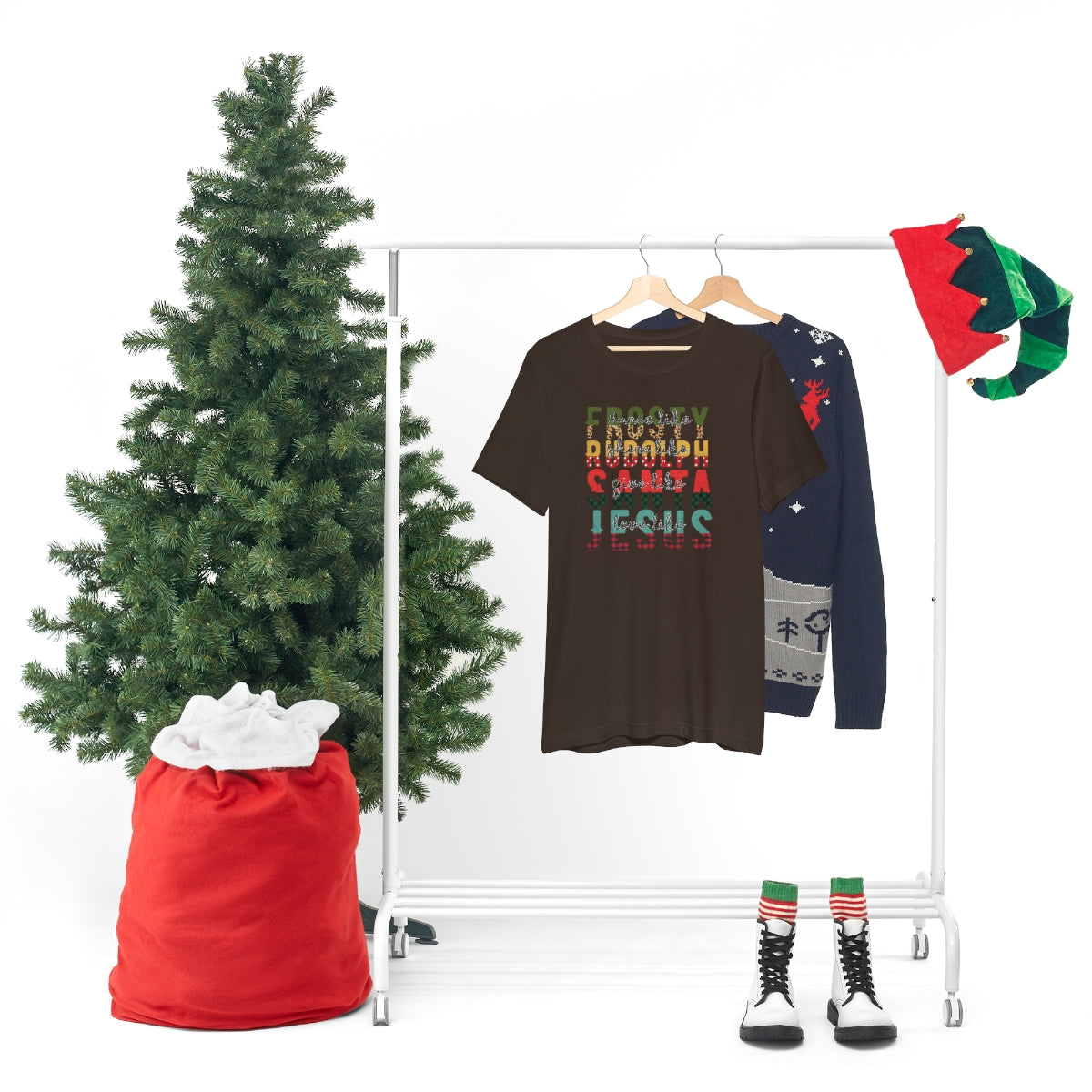 Frosty Rudolph Santa Jesus Christmas Tshirt