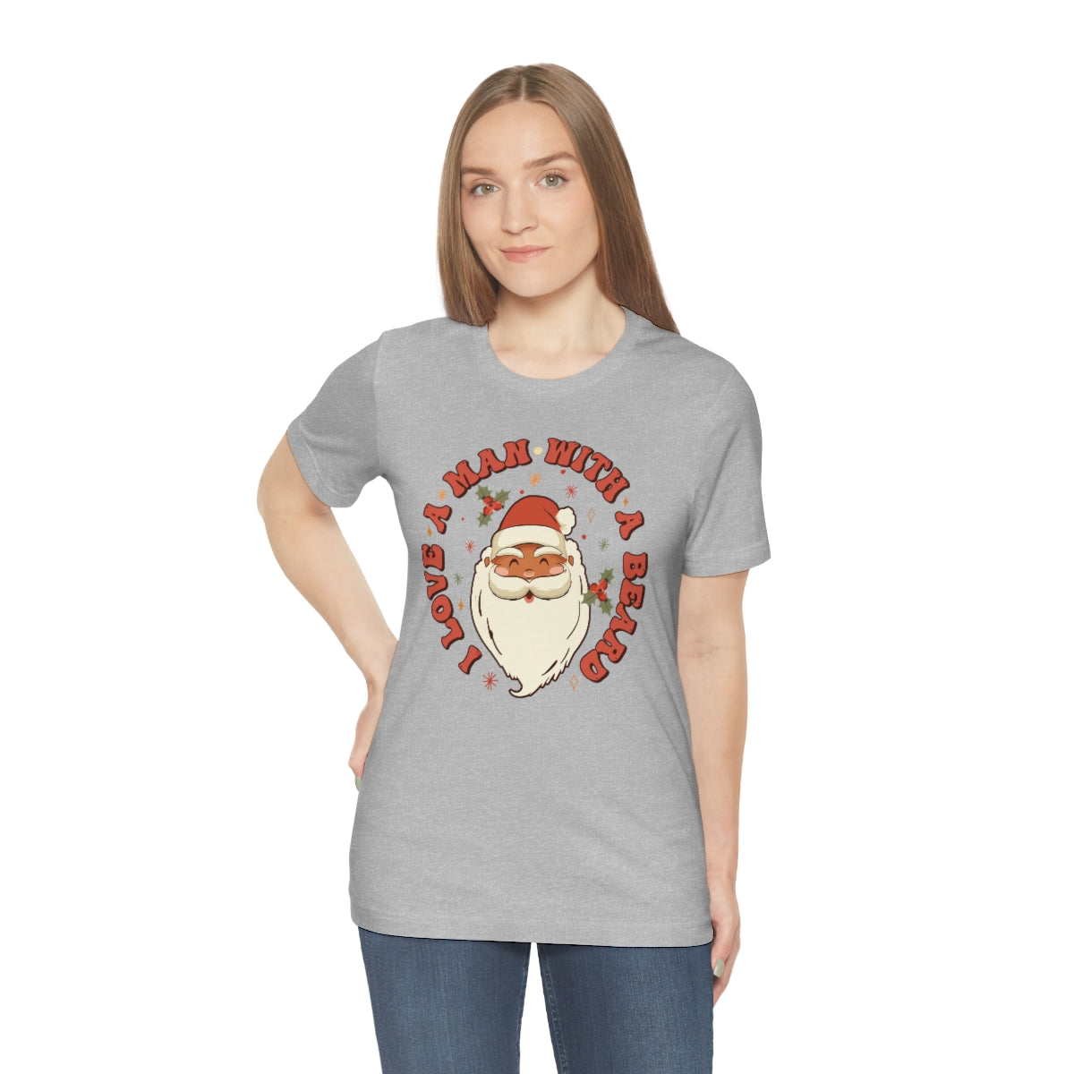 I Love a Man With A Beard Santa Christmas Tshirt