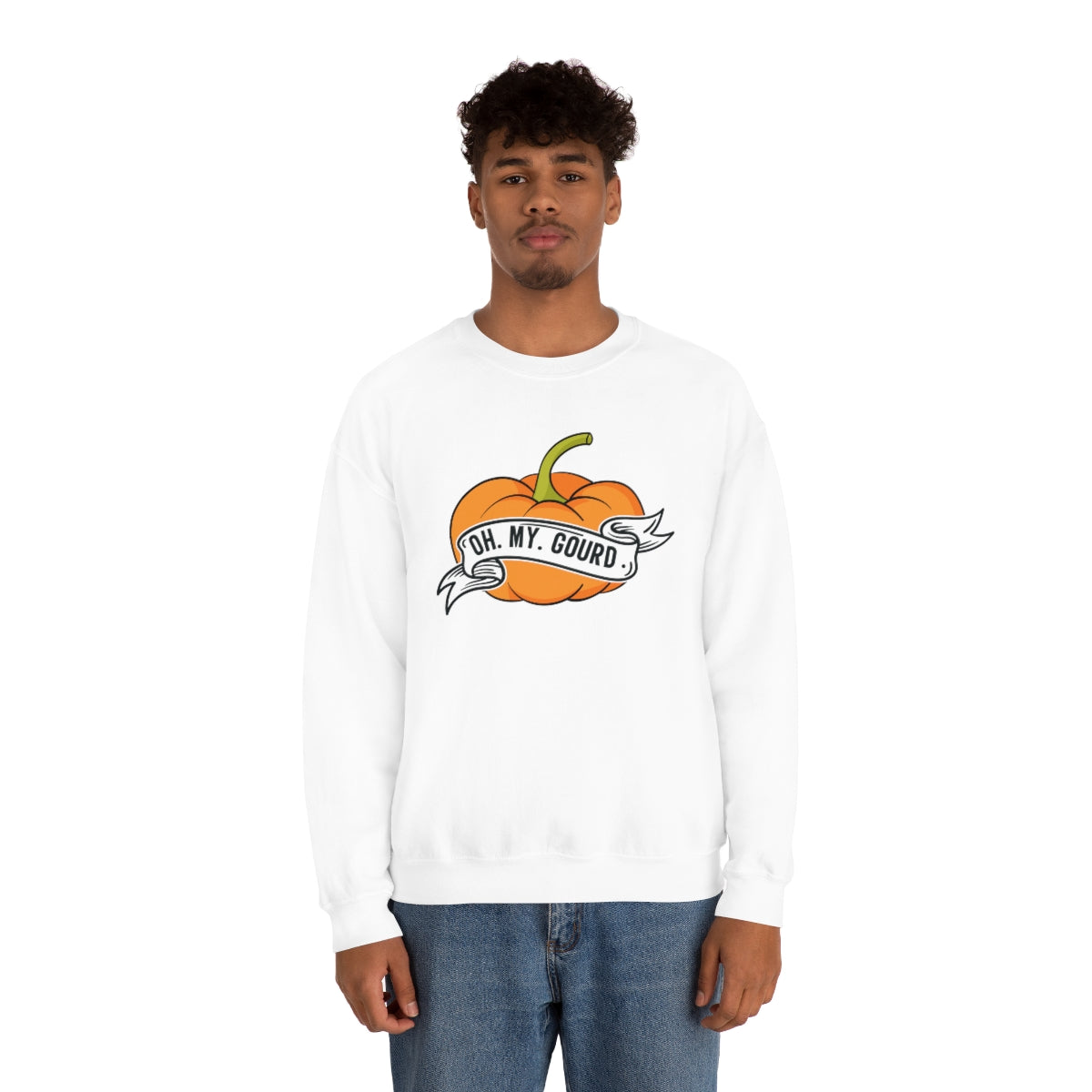 Oh My Gourd! Thanksgiving Pumpkin Sweatshirt Design on Unisex Heavy Blend™ Crewneck Sweatshirt