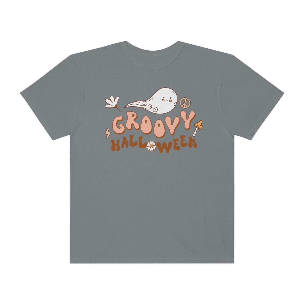 Happy Groovy Halloween Cute Retro Lettering Design, Halloween Tshirt, Funny Tshirt Design on Unisex Garment-Dyed T-shirt