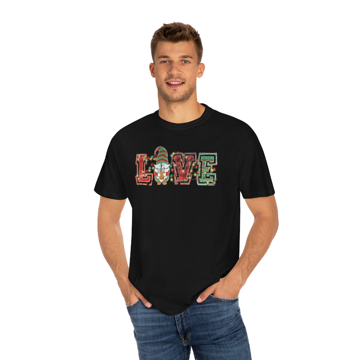 Love Christmas Cute Gnome Lights Christmas Tshirt