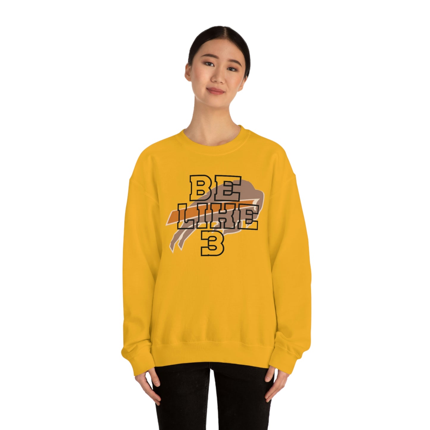 Be Like #3 Damar Hamlin Black Outline Buffalo Bills Logo Crewneck Sweatshirt